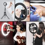Wholesale 18 inch Selfie Ring Light with 3 Cell Phone Holder, Remote Controller, Carry Bag for Live Stream, Makeup, YouTube Video, Photography TikTok, & More Compatible with Universal Phone (No Stand) (Black)